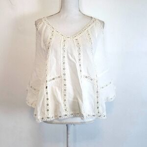 Mur Mur Linen Blend Cold Shoulder Blouse